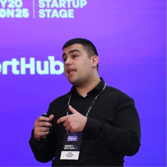 Toni Dumančić speaking at MoneyMotion 2025
